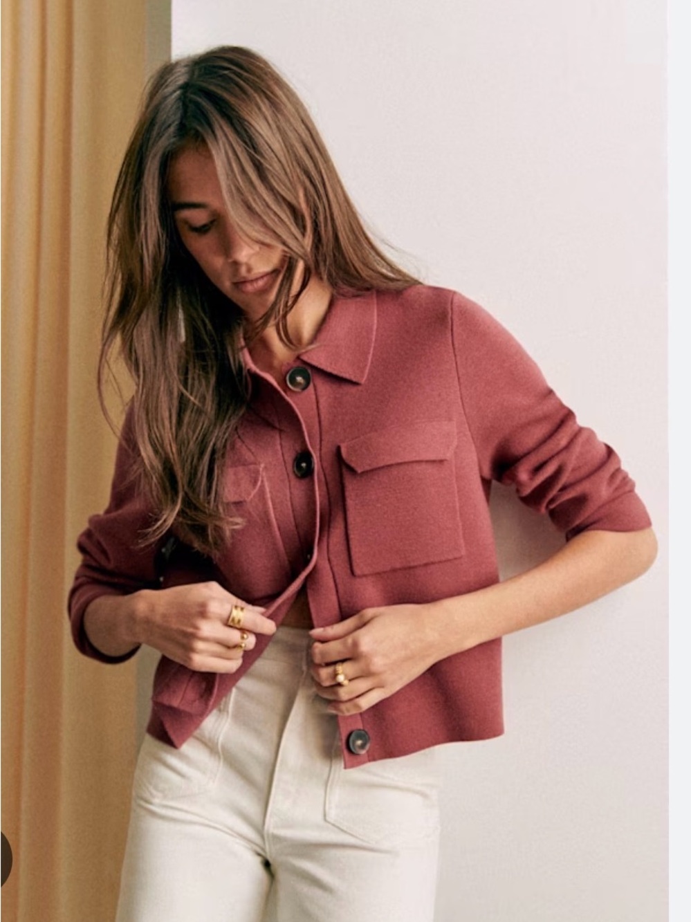 New with tags - never worn - Sezane Betty cardigan in Rosewood size large